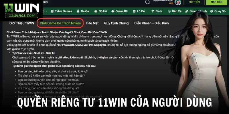Quyền riêng tư 11win của người dùng